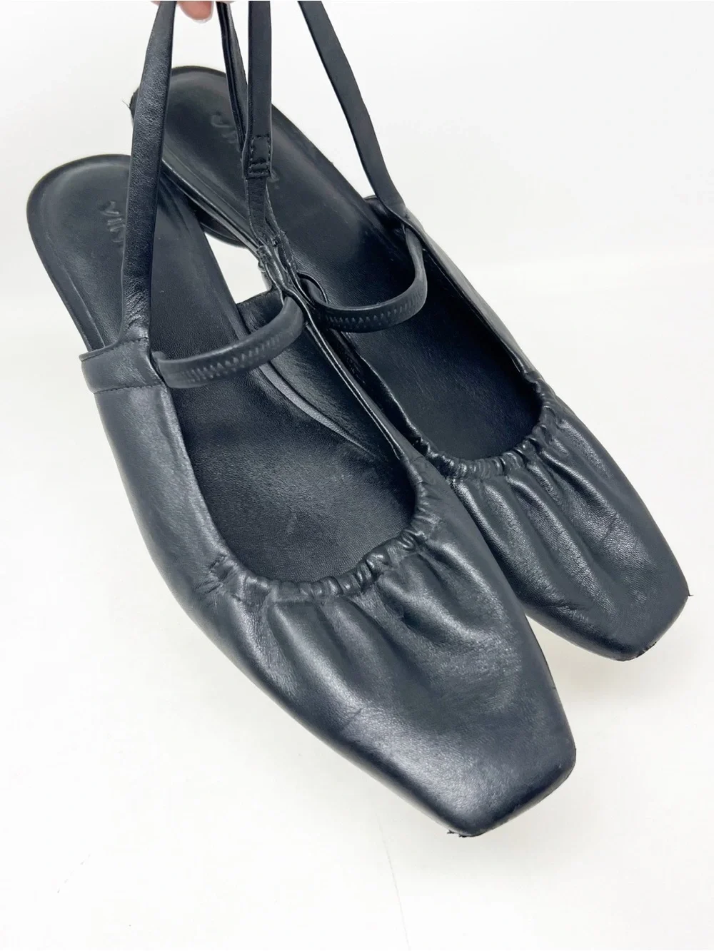 VINCE VENICE SLINGBACK BLACK LEATHER SQUARE TOE MARY JANE BALLET FLATS WOMENS 8